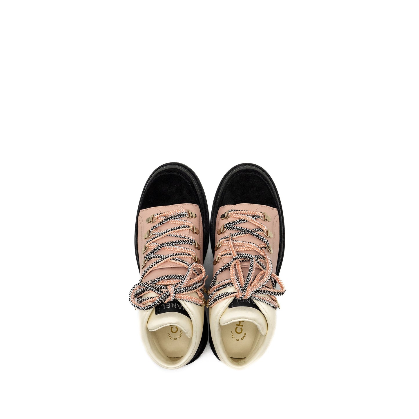 Chanel size 38 ankle bookts multicolor cream / pink / black