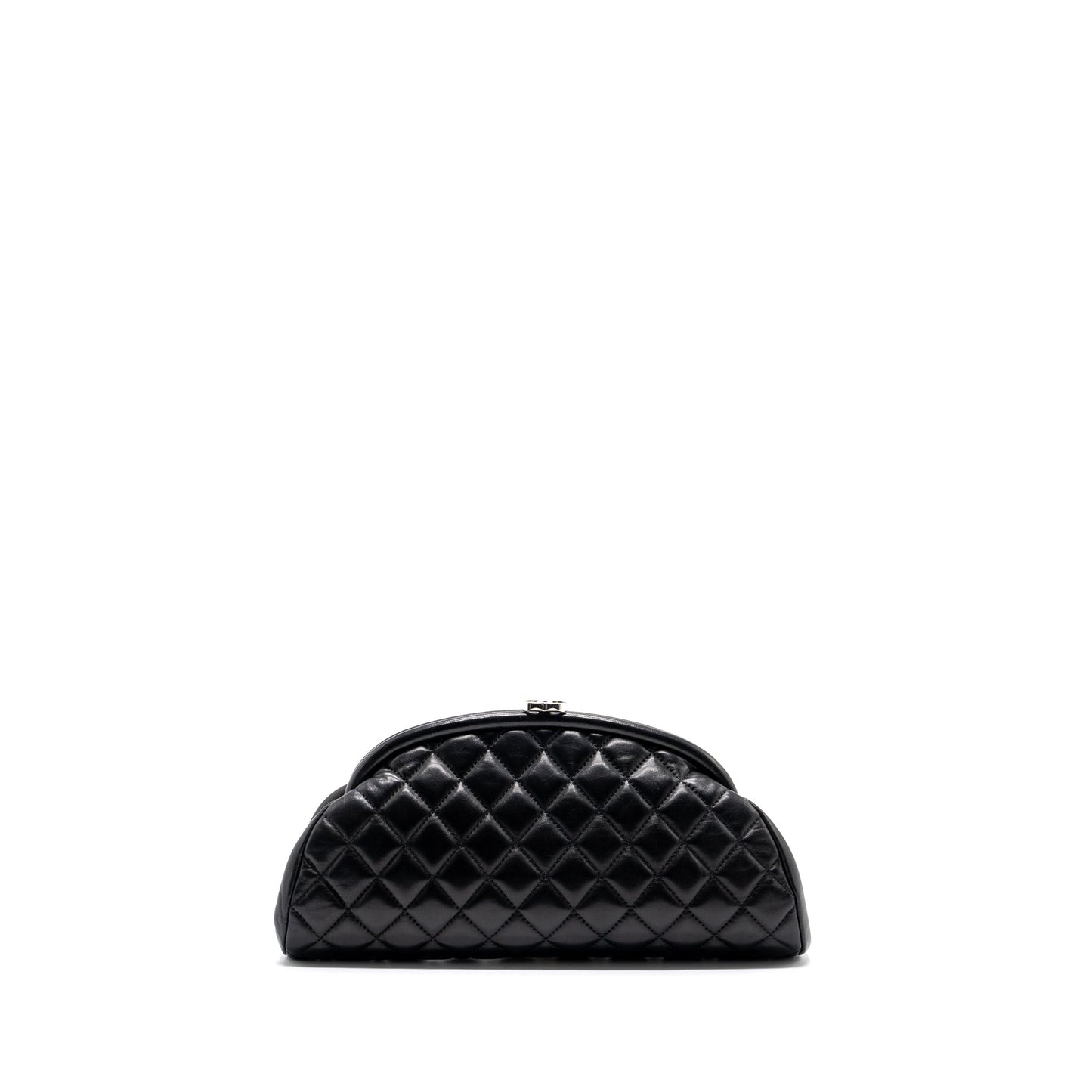 Chanel timeless kiss lock clutch evening bag lambskin Black SHW