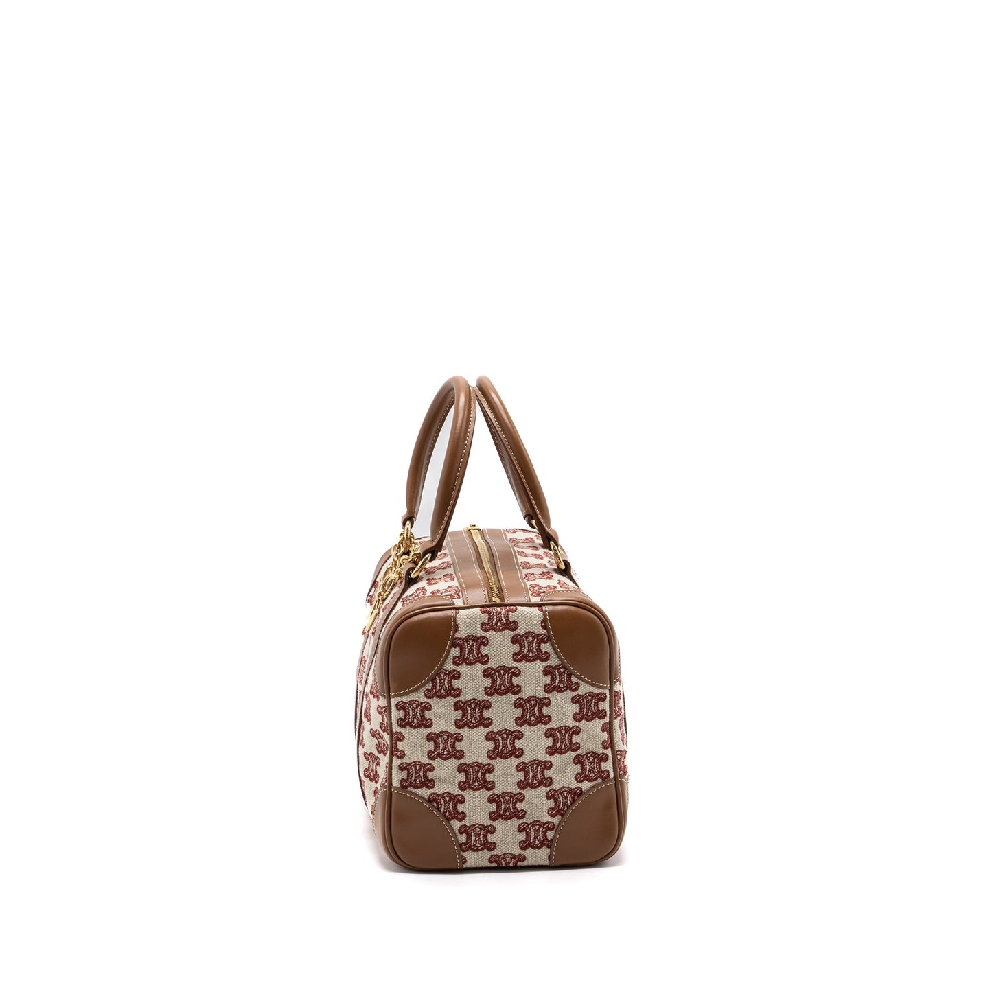 Celine Small Boston Textile Triomphe Fox Red GHW