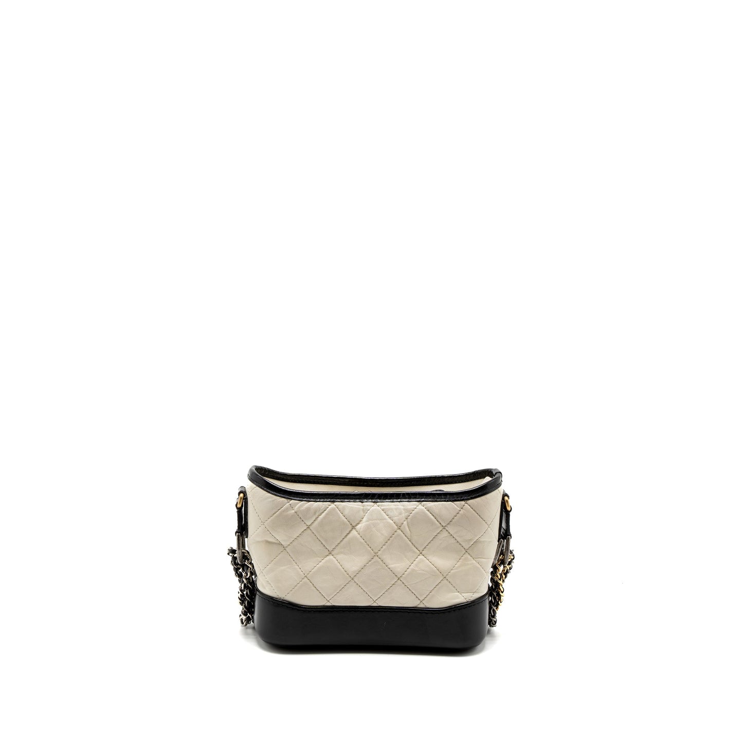 Chanel Small Gabrielle Hobo Bag Aged Calfskin White/Black Multicolour Hardware