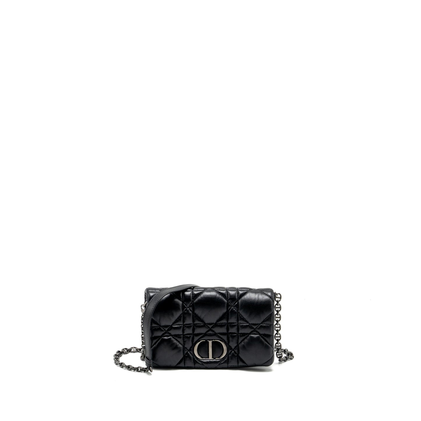 Luxury Dior Mini Caro Flap Bag Calfskin Black with Black Hardware