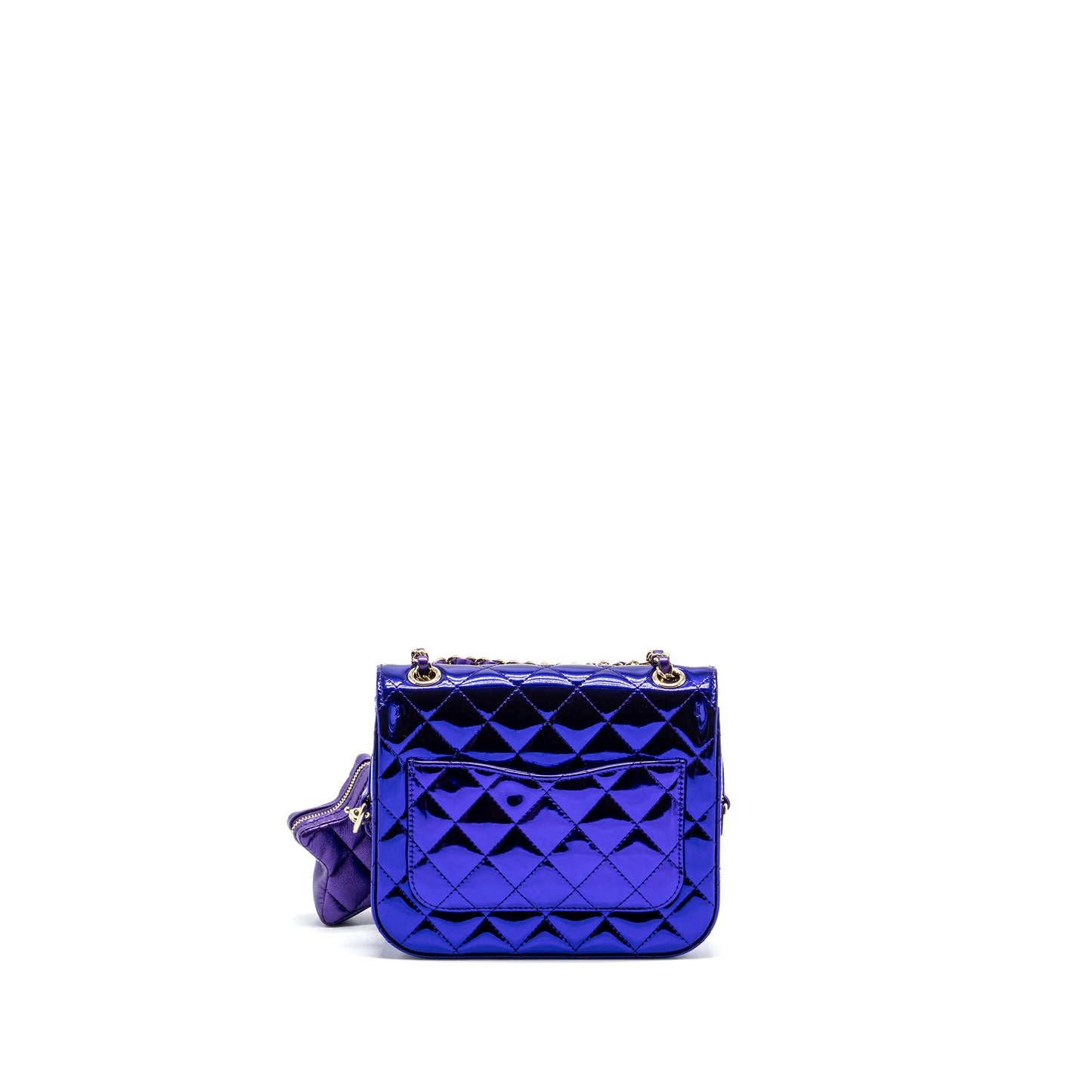 Chanel 24C mini flap bag with star coin purse patent/calfskin metallic purple LGHW (microchip)