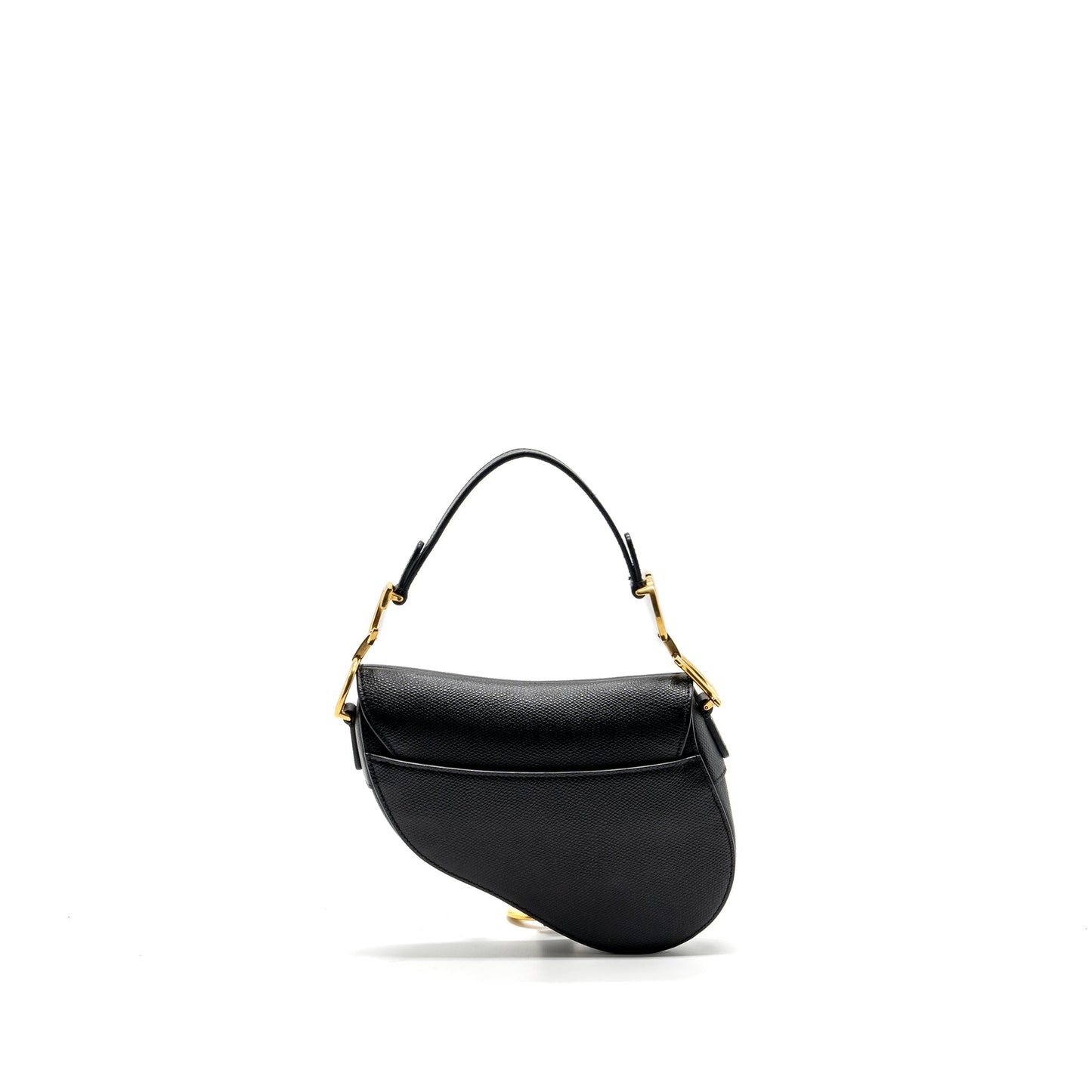 Luxury Dior mini saddle bag grained calfskin black GHW