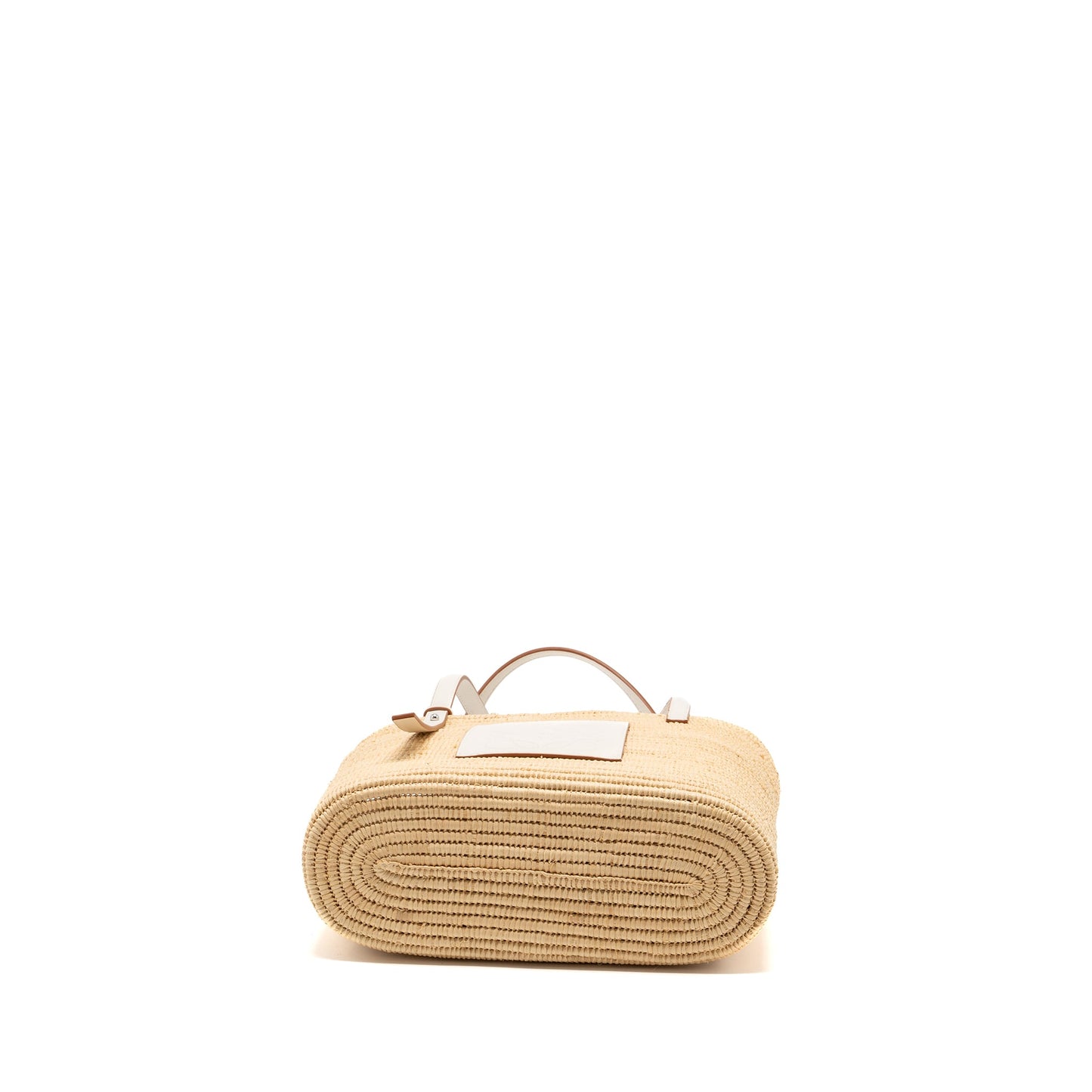 Loewe small square basket bag raffia/ calfskin white SHW