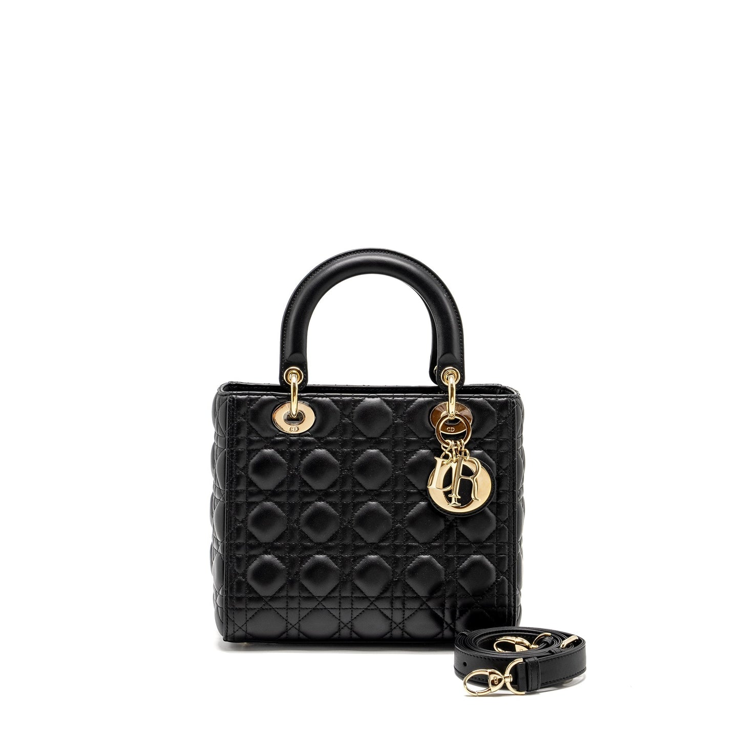 Luxury Dior Medium Lady Luxury Dior Lambskin Black LGHW