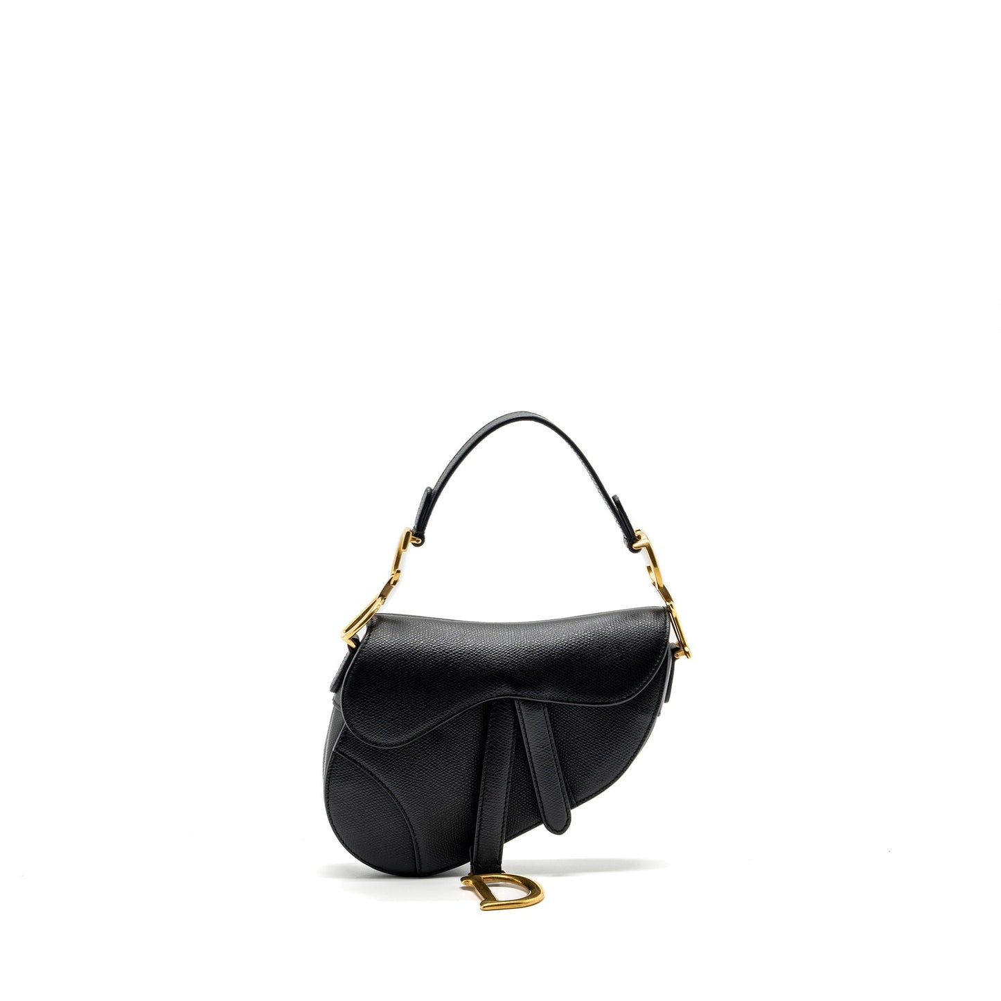 Luxury Dior mini saddle bag grained calfskin black GHW