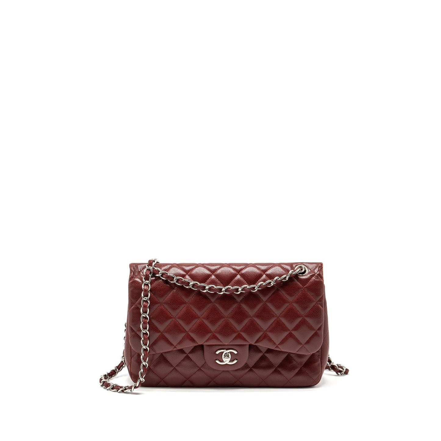 Chanel Classic Jumbo Double flap bag caviar dark red SHW