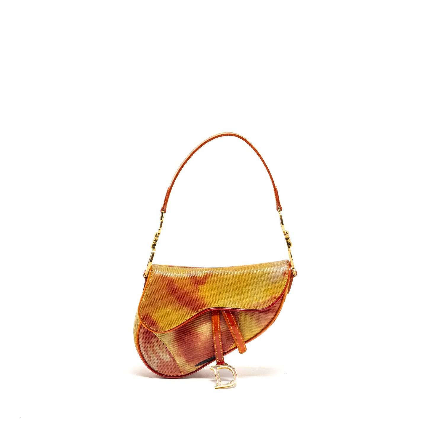 Luxury Dior Vintage Mini Saddle Bag Fabric/Leather Multicolour GHW
