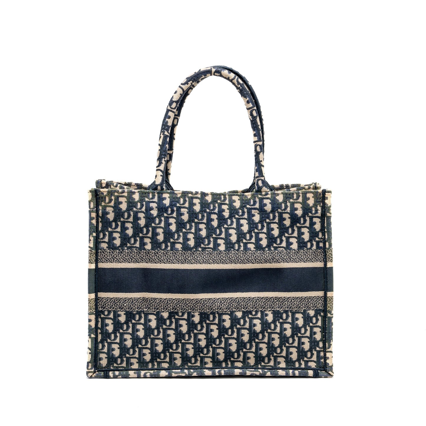 Luxury Dior Medium Book Tote Luxury Dior Oblique Embroidery blue