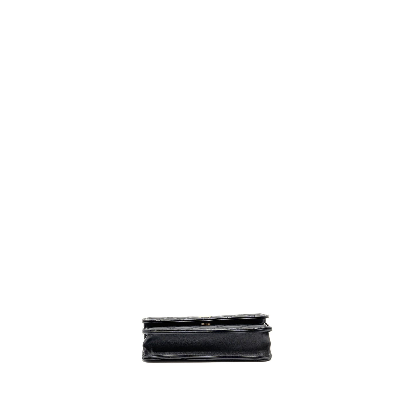 Chanel Pearl Crush Mini Wallet On Chain Lambskin Black GHW (microchip)