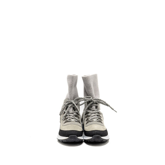Chanel Size 37.5 21K CC Sneakers Suede Calfskin/Knit Grey/Dark Grey/Light Grey SHW