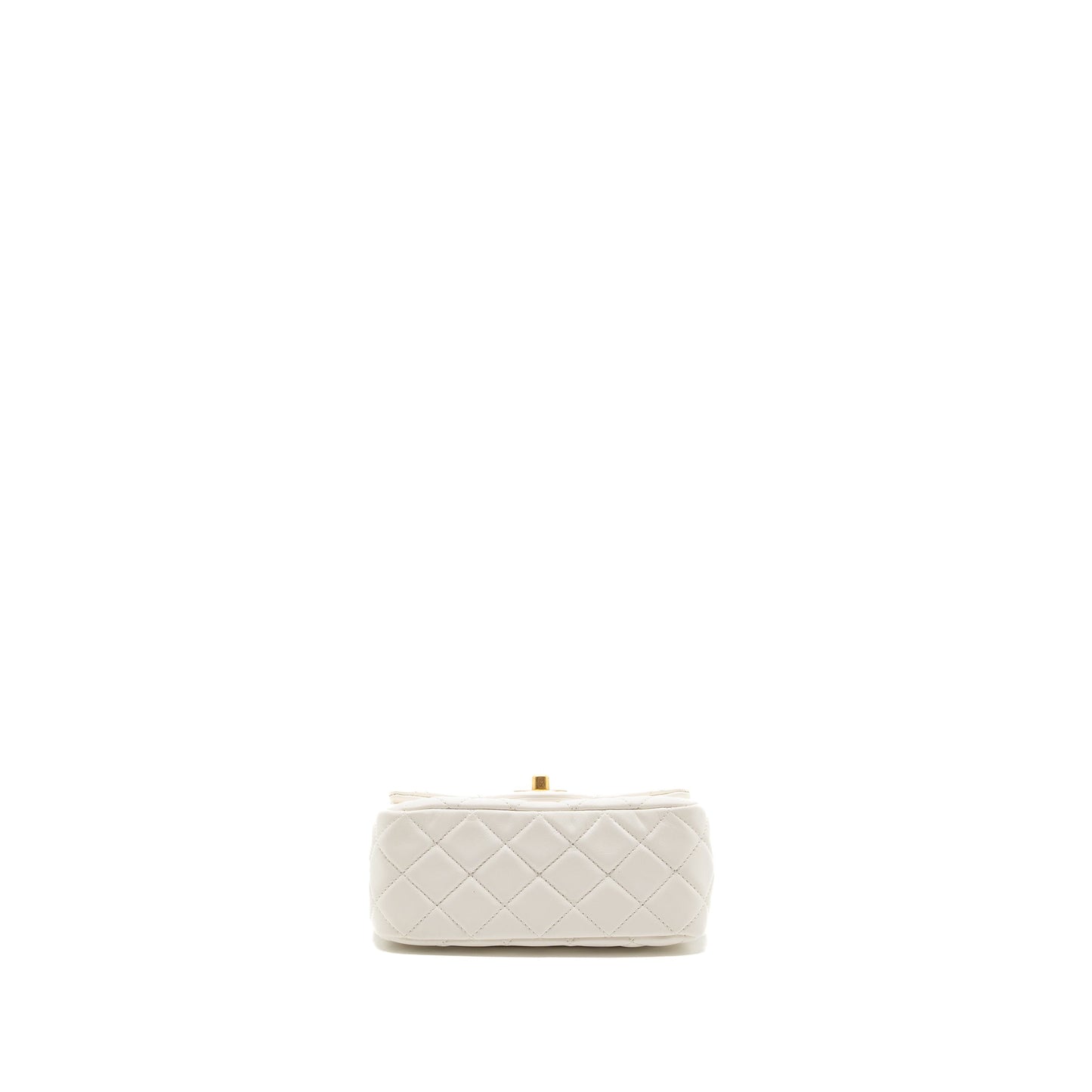 Chanel Pearl crush mini square flap bag lambskin white GHW (microchip)