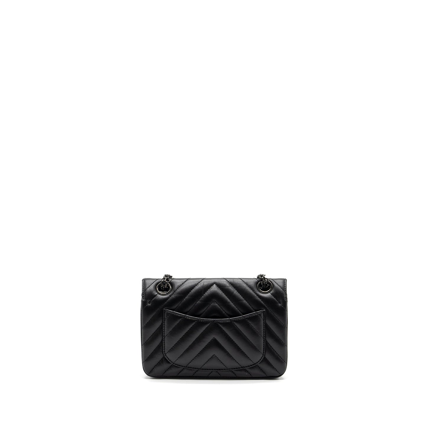 Chanel Mini 2.55 Reissue Flap Bag Chevron Calfskin So Black (Microchip)