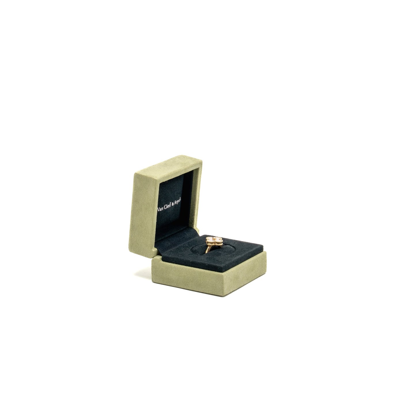 Van Cleef & Arpels Size 52 Vintage Alhambra Ring Yellow Gold, Diamond, Mother-of-Pearl