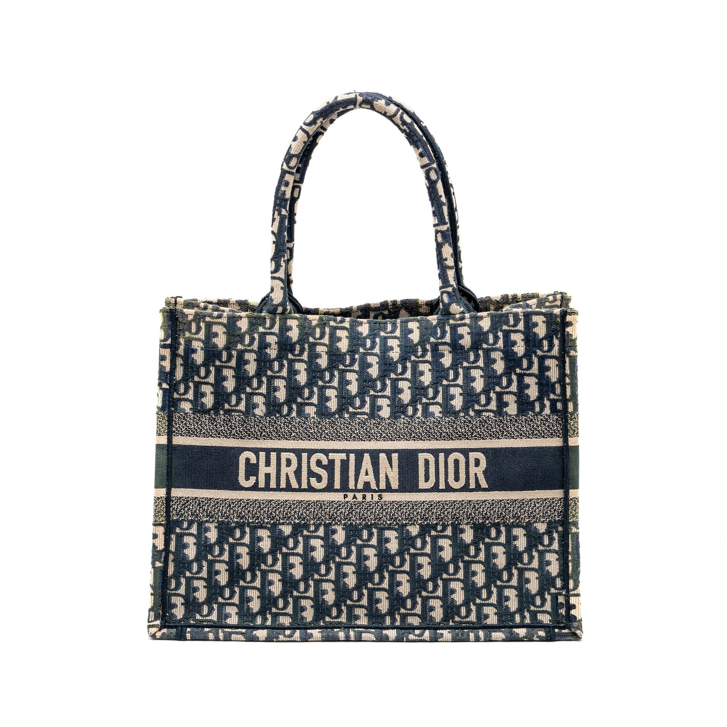 Luxury Dior Medium Book Tote Luxury Dior Oblique Embroidery blue