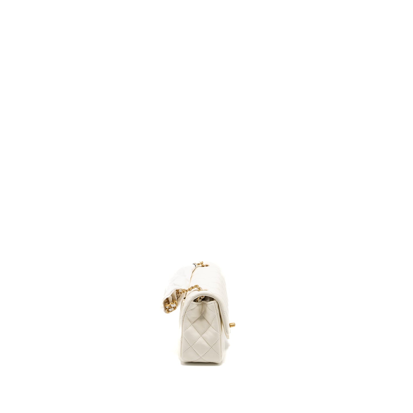 Chanel 22C pearl crush mini rectangular flap bag lambskin white GHW (microchip)