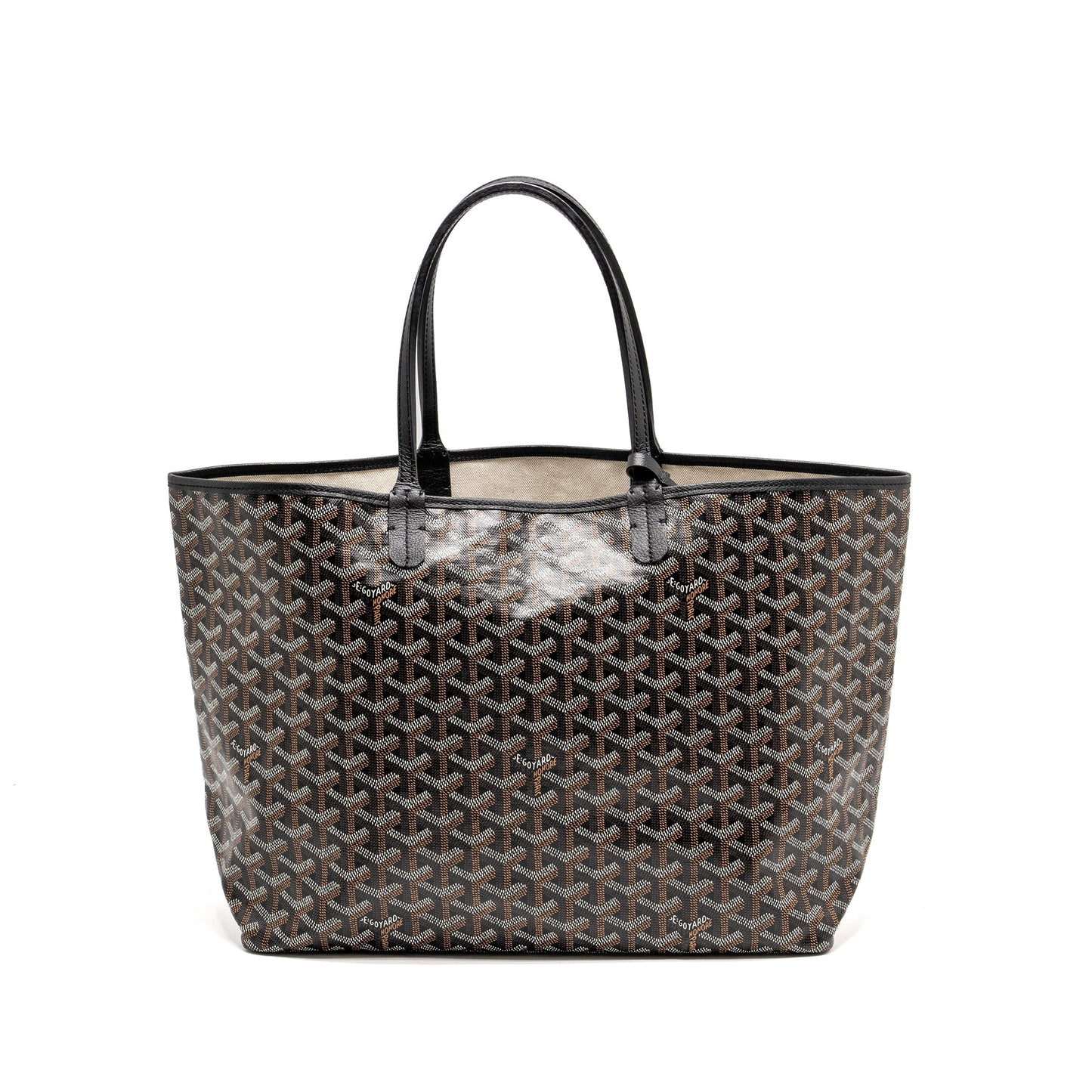 Goyard Saint Louis PM Tote  Bag Goyardine Canvas / Calfskin Black SHW