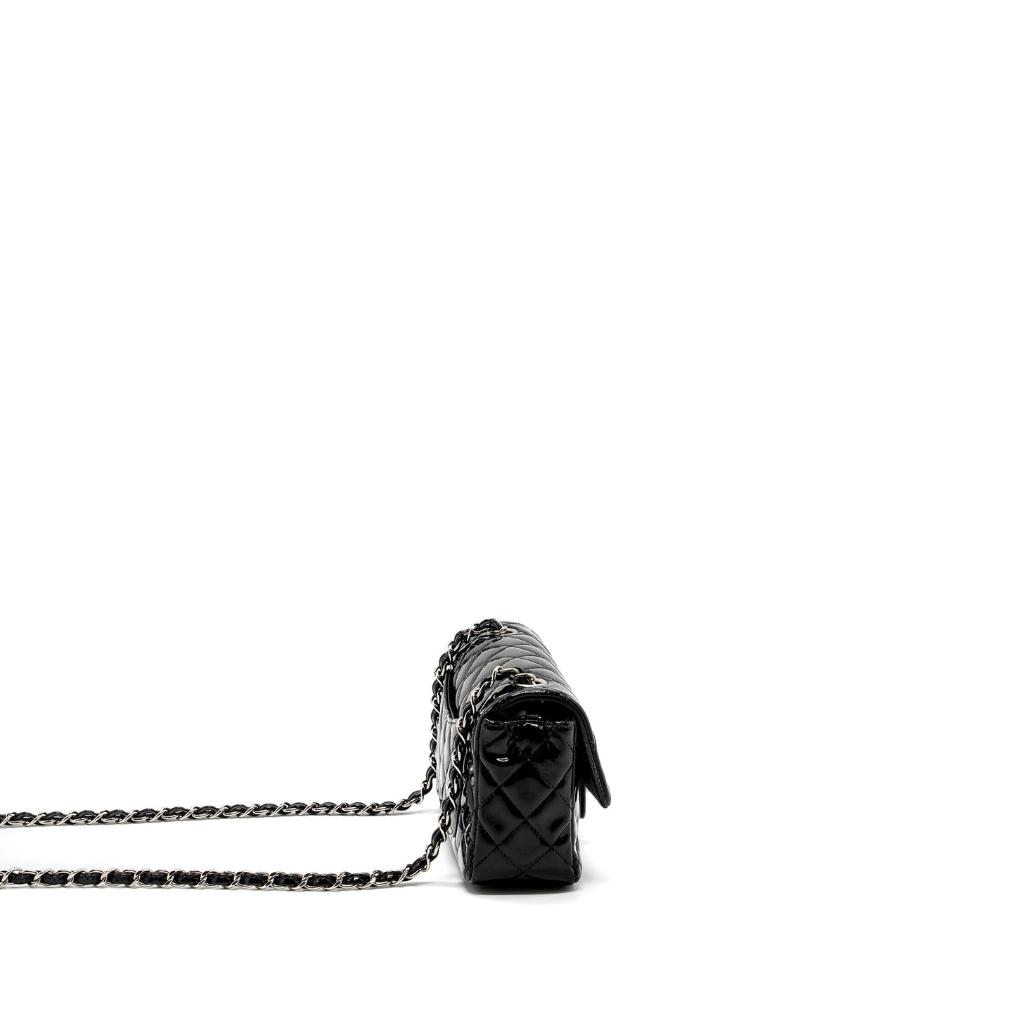 Chanel Mini Rectangular Flap Bag Patent Black SHW