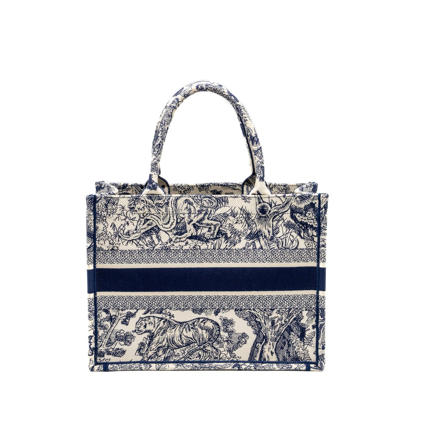 Luxury Dior Medium Book tote Blue Toile De Jouy Embroidery Canvas