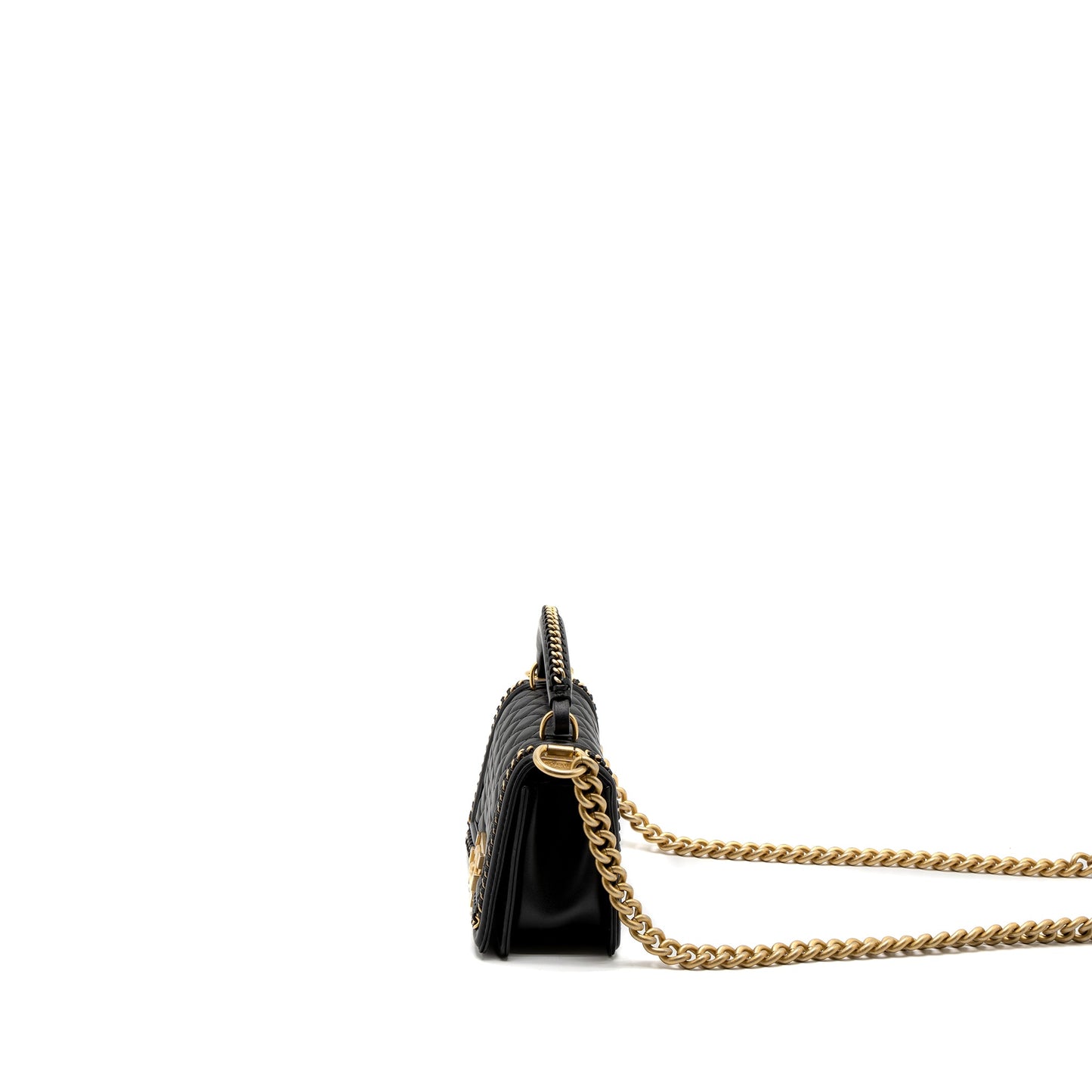 Chanel Top Handle Small Boy Bag Calfskin Black Brushed GHW