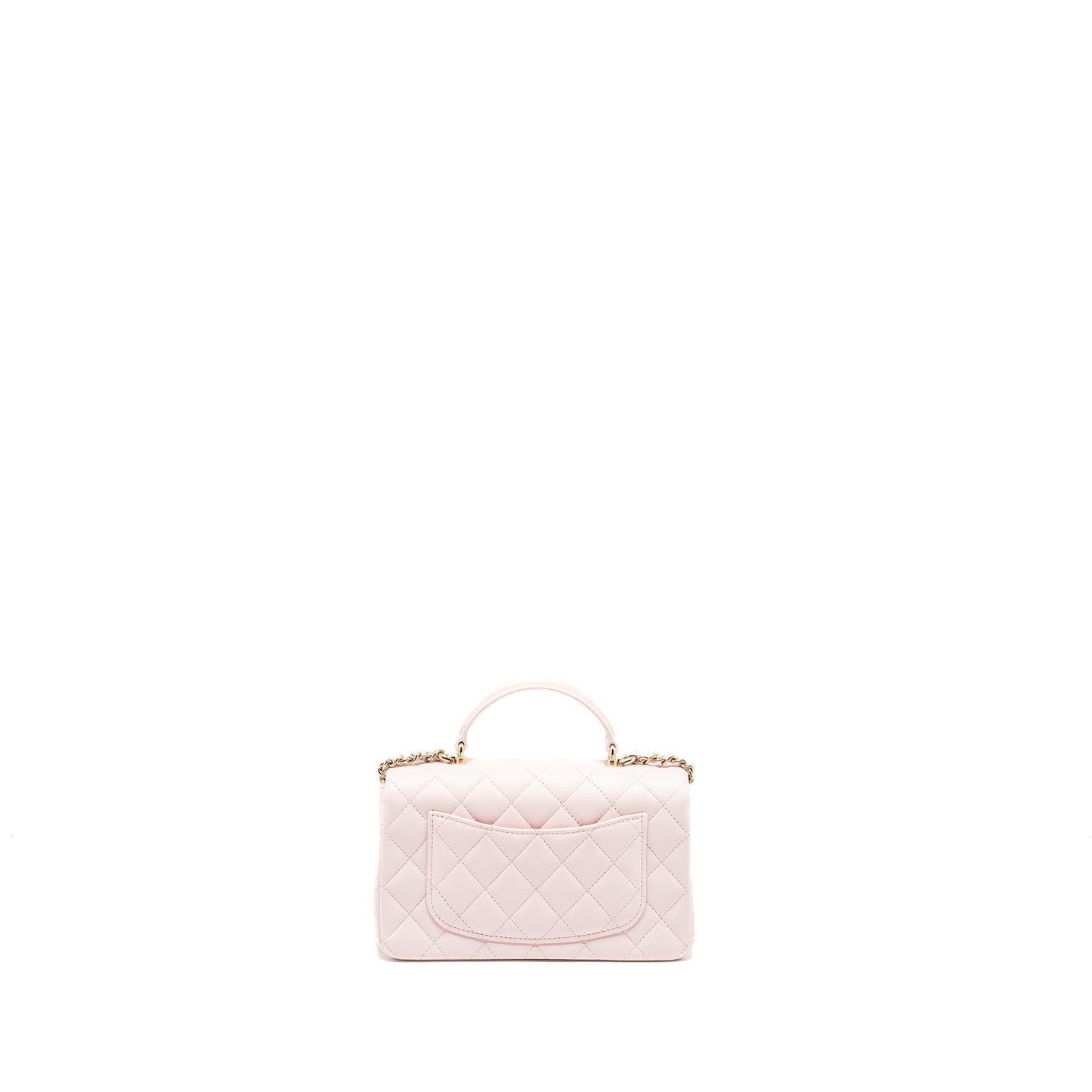 Chanel Top Handle Mini Rectangular Flap Bag Lambskin Light Pink LGHW(Microchip)