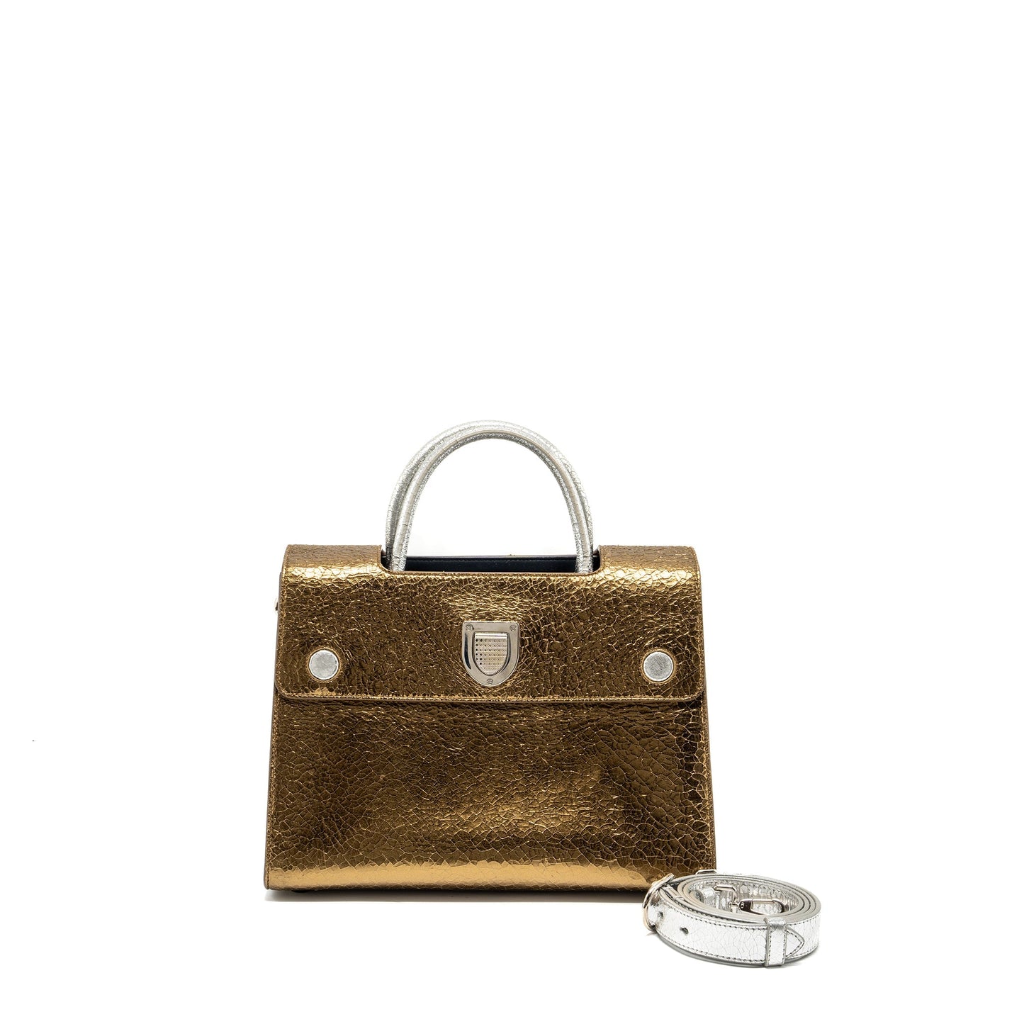 Luxury Dior Top Hanbdle tote bag multicolour metallic bronze / silver SHW