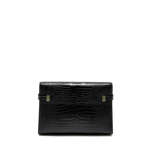 Saint Laurent medium Manhattan bag croc embossed calfskin black GHW