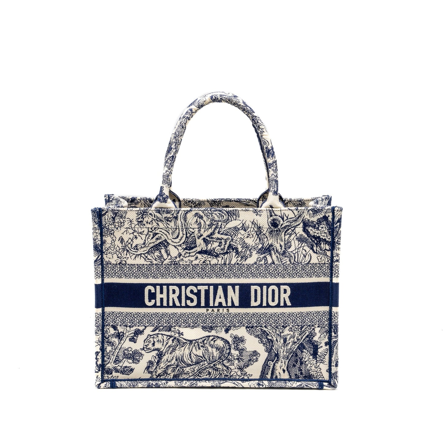 Luxury Dior Medium Book tote Blue Toile De Jouy Embroidery Canvas