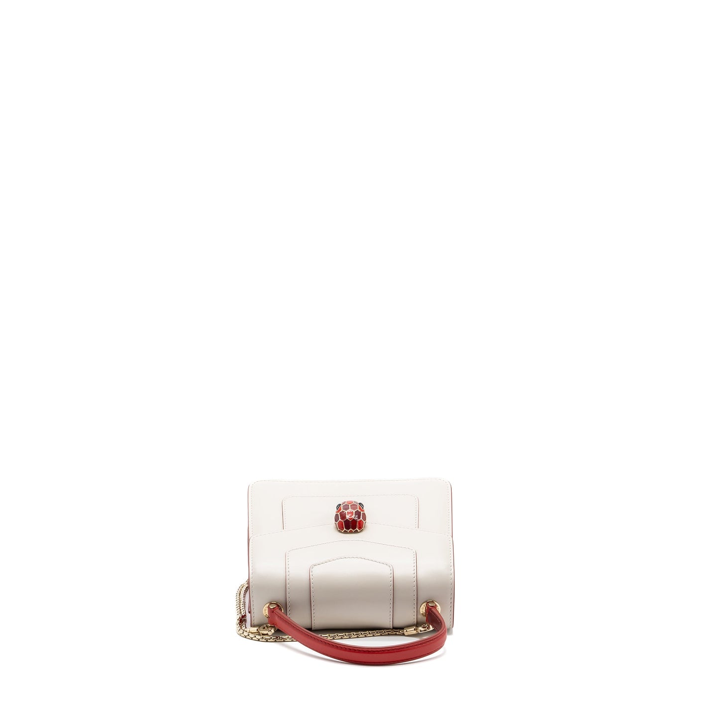 Bvlgari top handle serpenti bag calfskin white / red LGHW