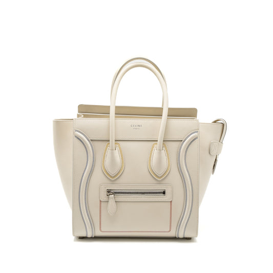 Celine Micro Luggage Bag Calfskin White SHW