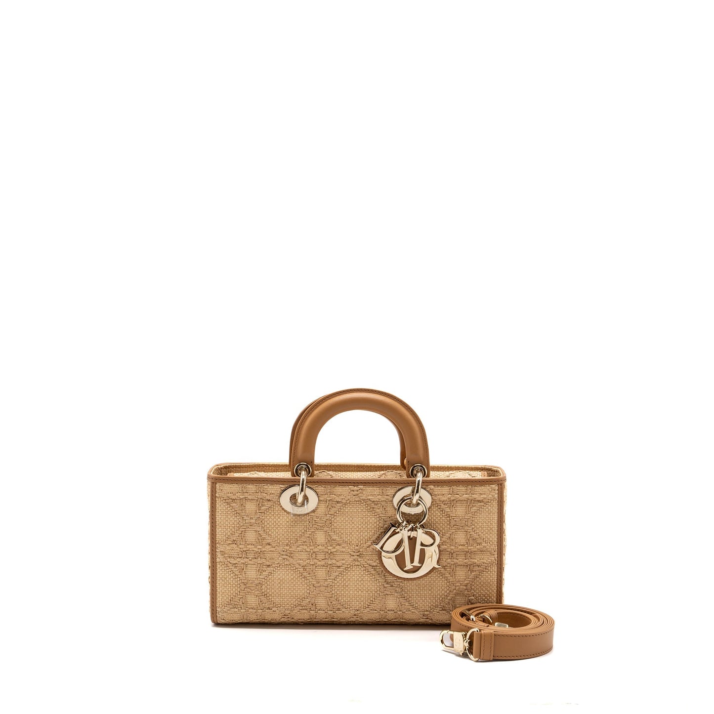 Luxury Dior Medium Lady D-Joy Bag Raffia/ Leather Natural LGHW