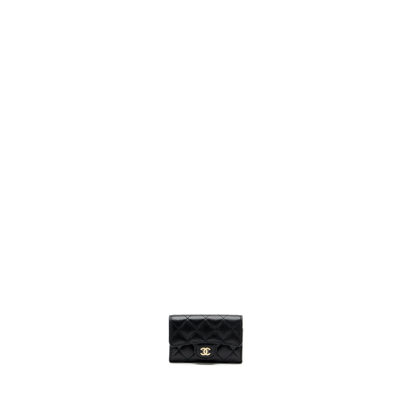Chanel classic flap card holder caviar black GHW (microchip)