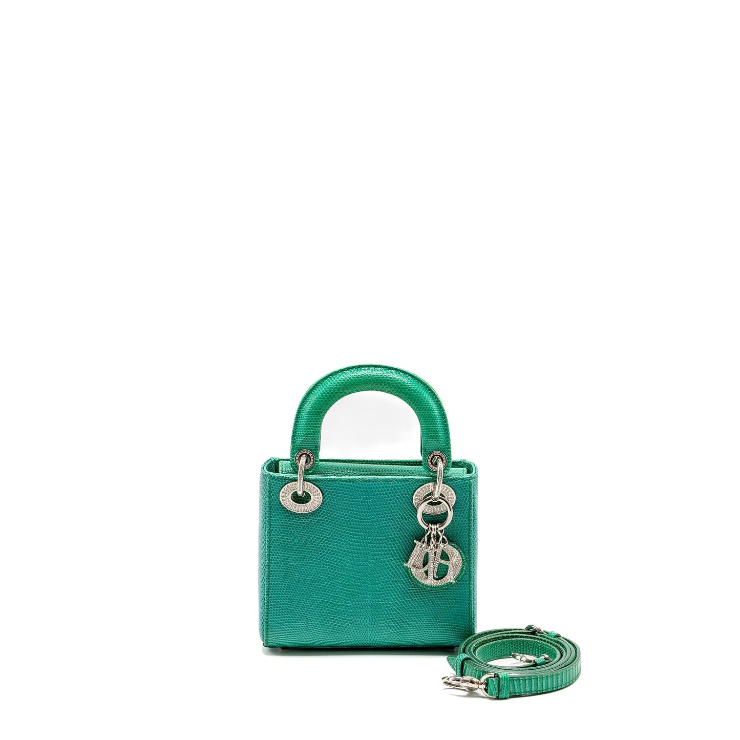 Luxury Dior Mini Lady Luxury Dior Lizard Green Crystal SHW