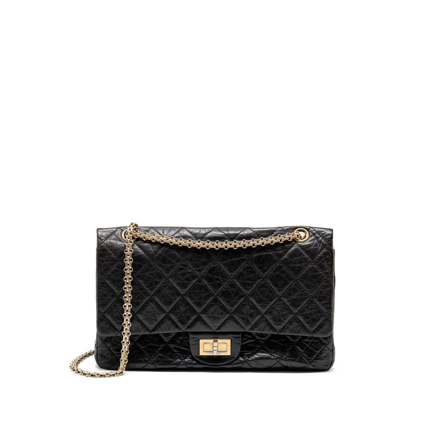 Chanel 2.55 227 reissue maxi flap bag aged calfskin black LGHW