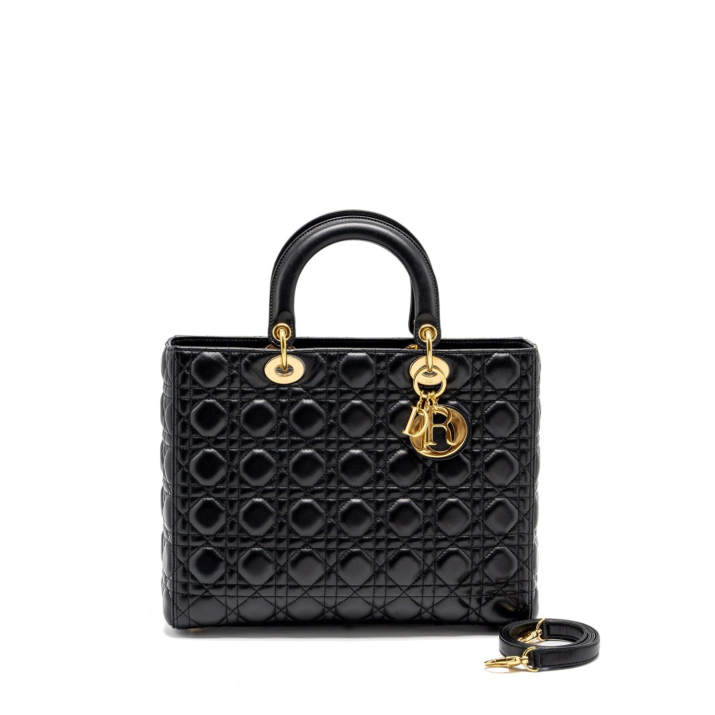 Luxury Dior Large Lady Luxury Dior Lambskin Black GHW