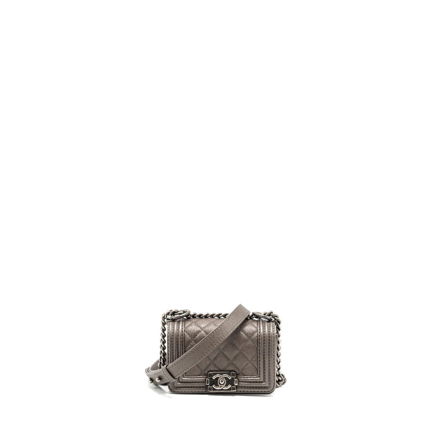Chanel Super Mini Boy bag grained calfskin bronze ruthenium hardware
