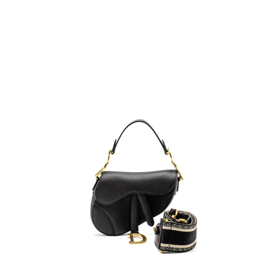 Luxury Dior MINI Saddle Bag Calfskin Black GHW