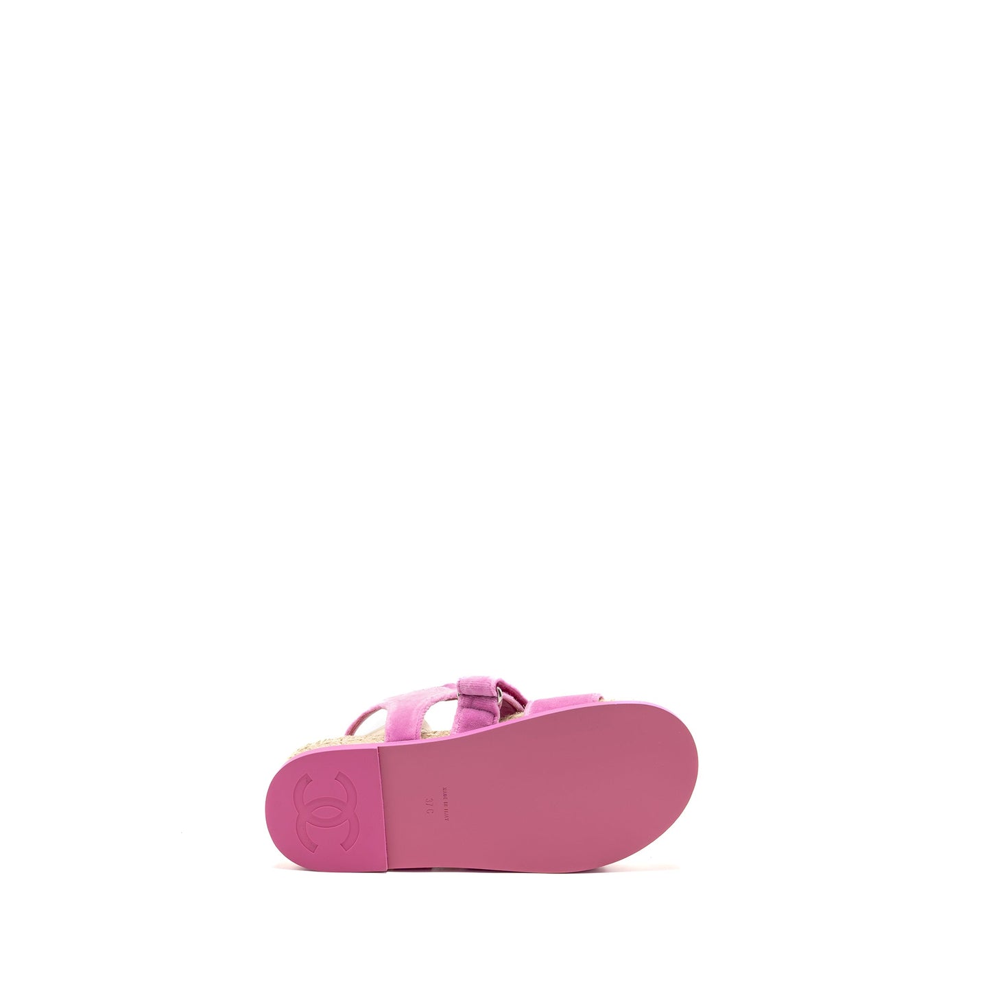 Chanel Size 37 Dad Sandals Velvet/Espadrille/Leather Pink SHW
