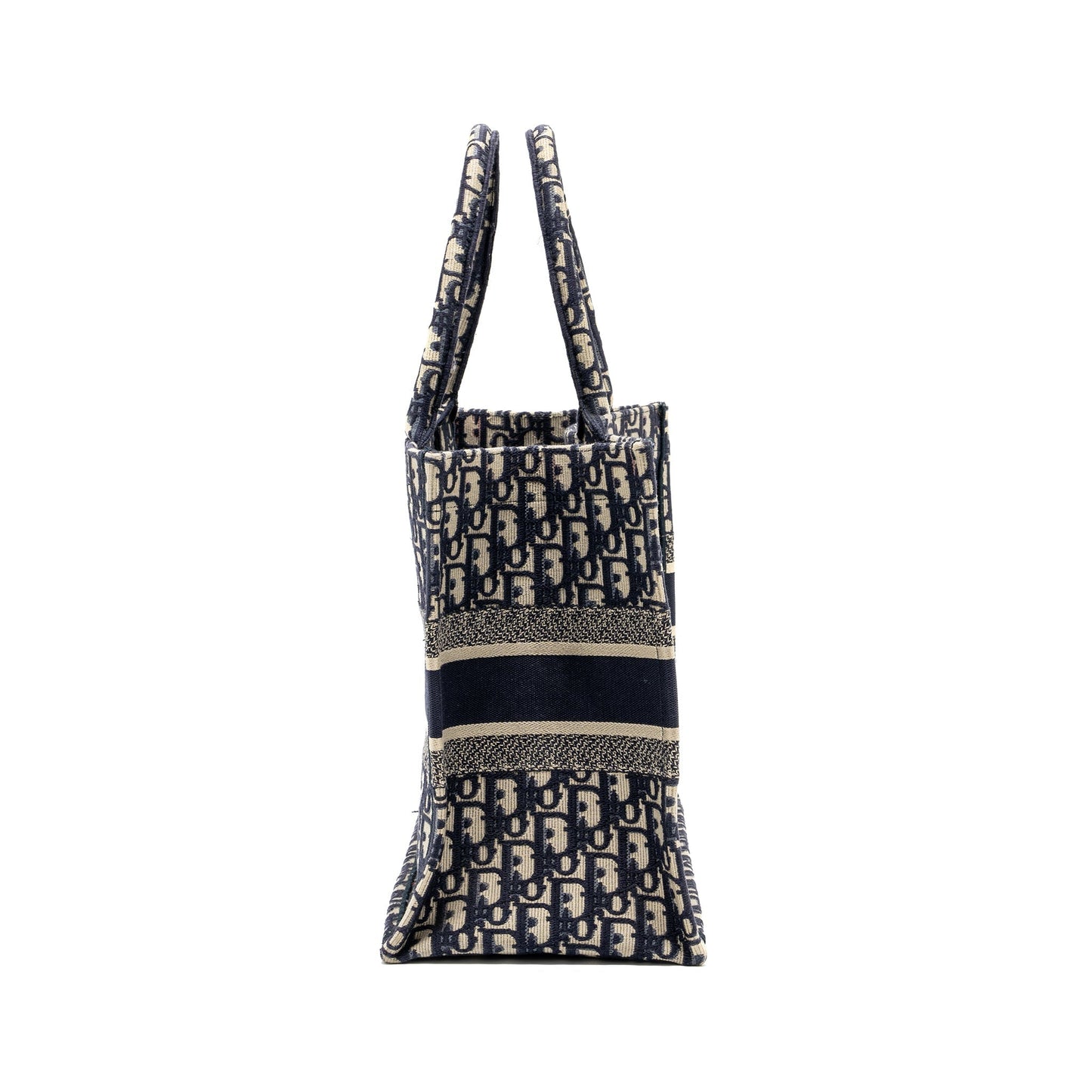 Luxury Dior medium book tote blue oblique emboidery
