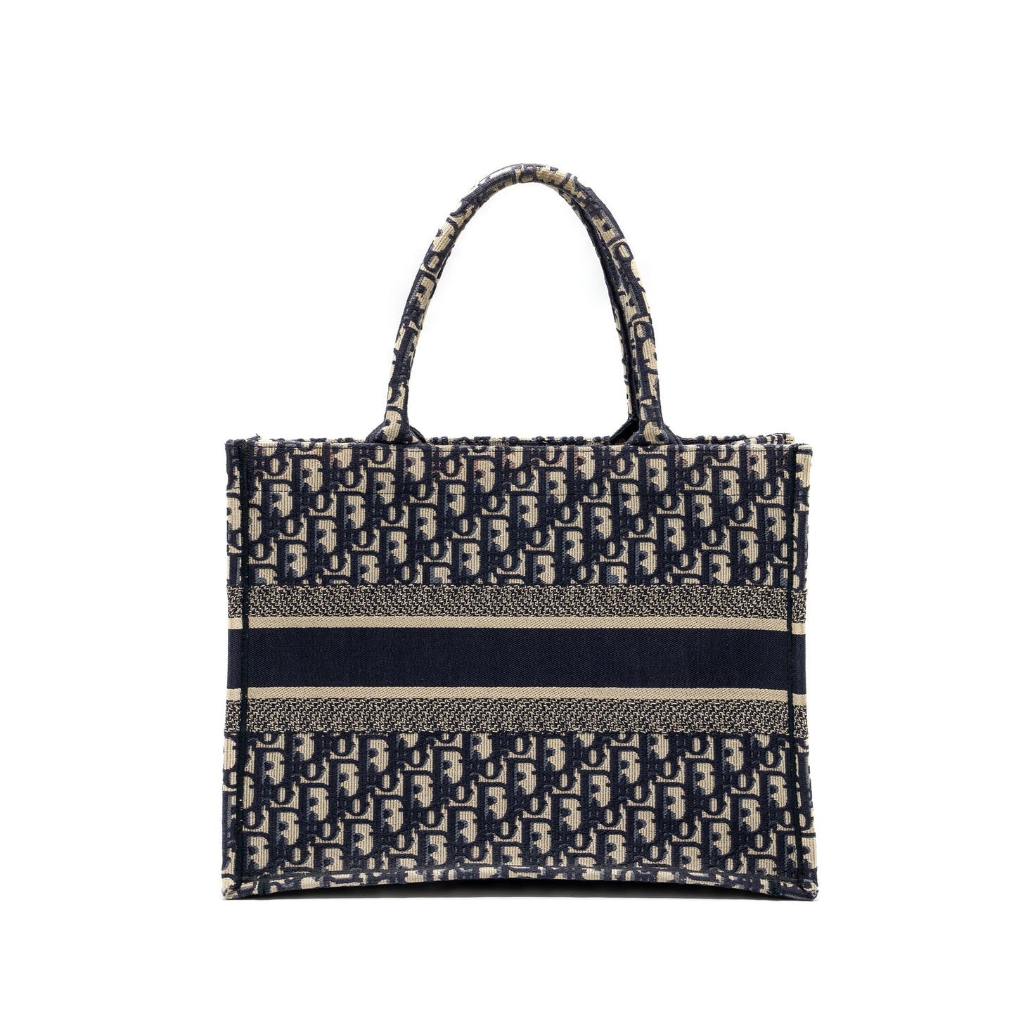 Luxury Dior medium book tote blue oblique emboidery