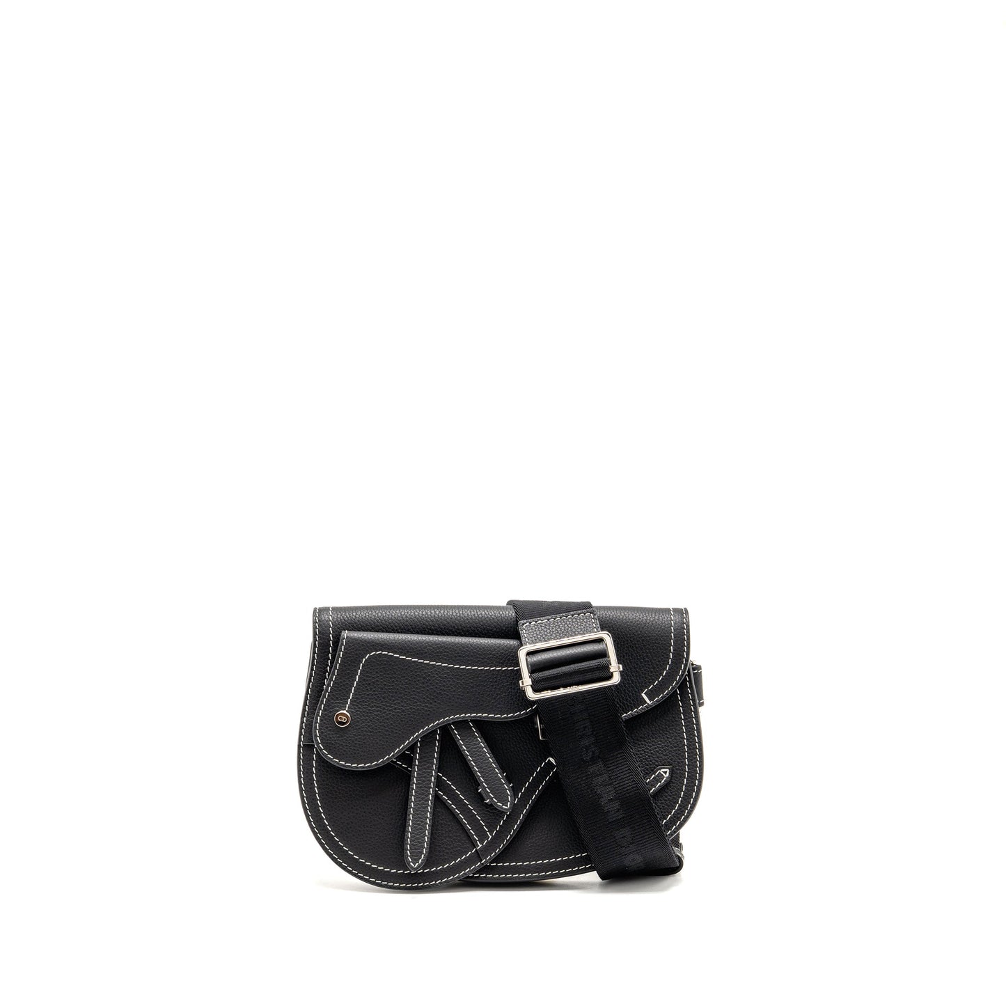 Dior x Kaws Pouch Saddle Bag Leather Black SHW