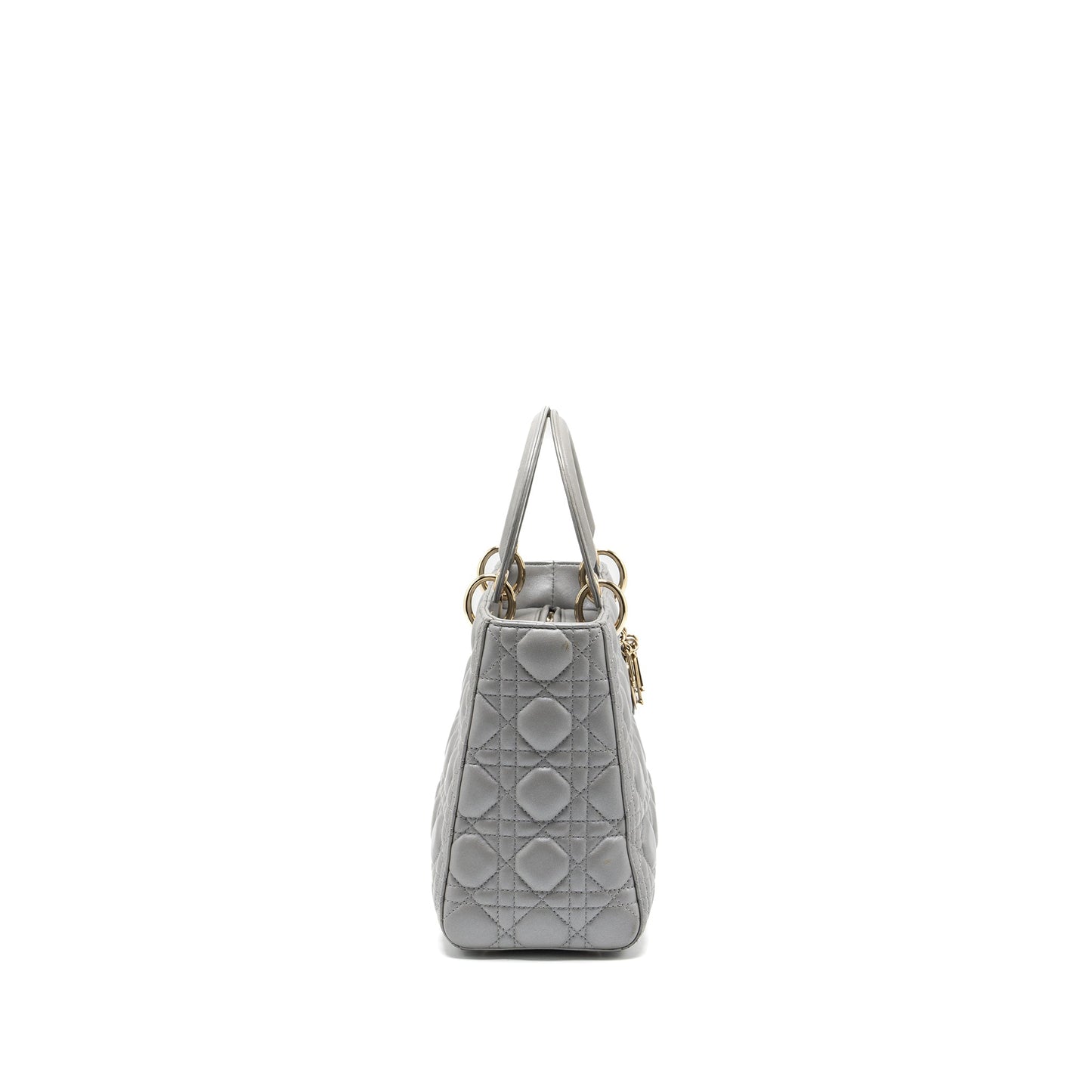 Luxury Dior Medium Lady Luxury Dior Lambskin Grey GHW