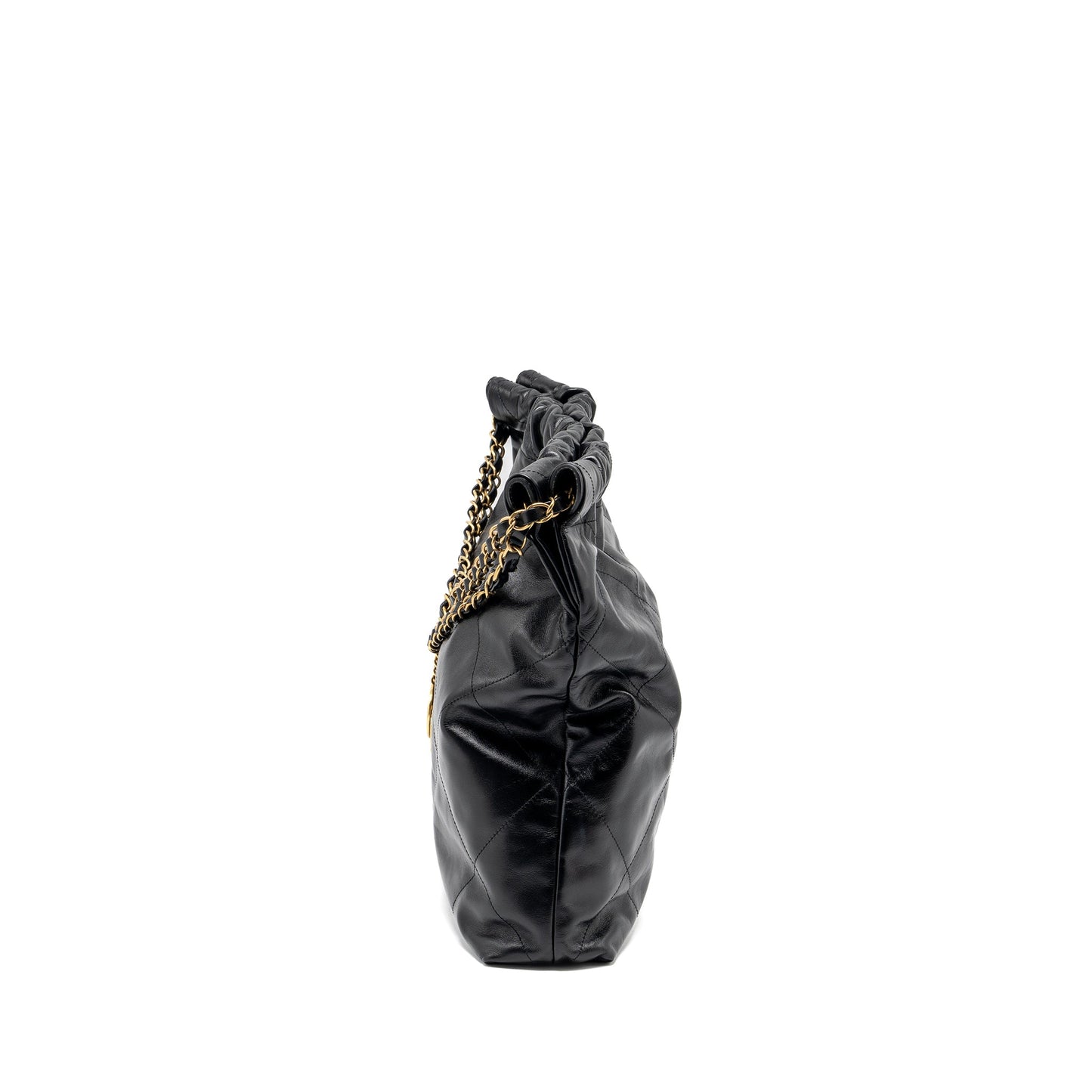 Chanel Medium 22 Bag Shiny Calfskin Black GHW (Microchip)