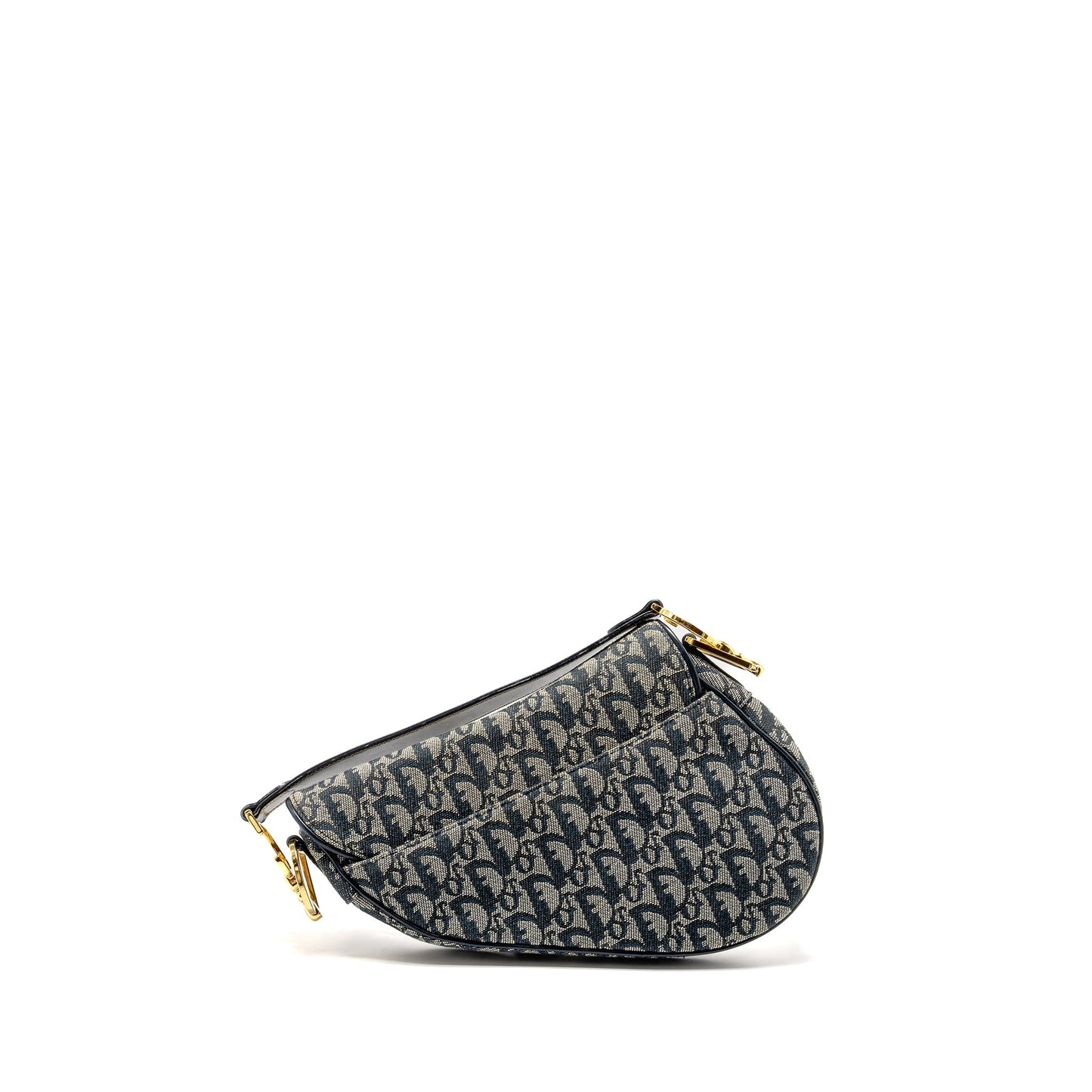 Luxury Dior Vintage Saddle Bag Canvas / Leather Blue/Multicolour GHW