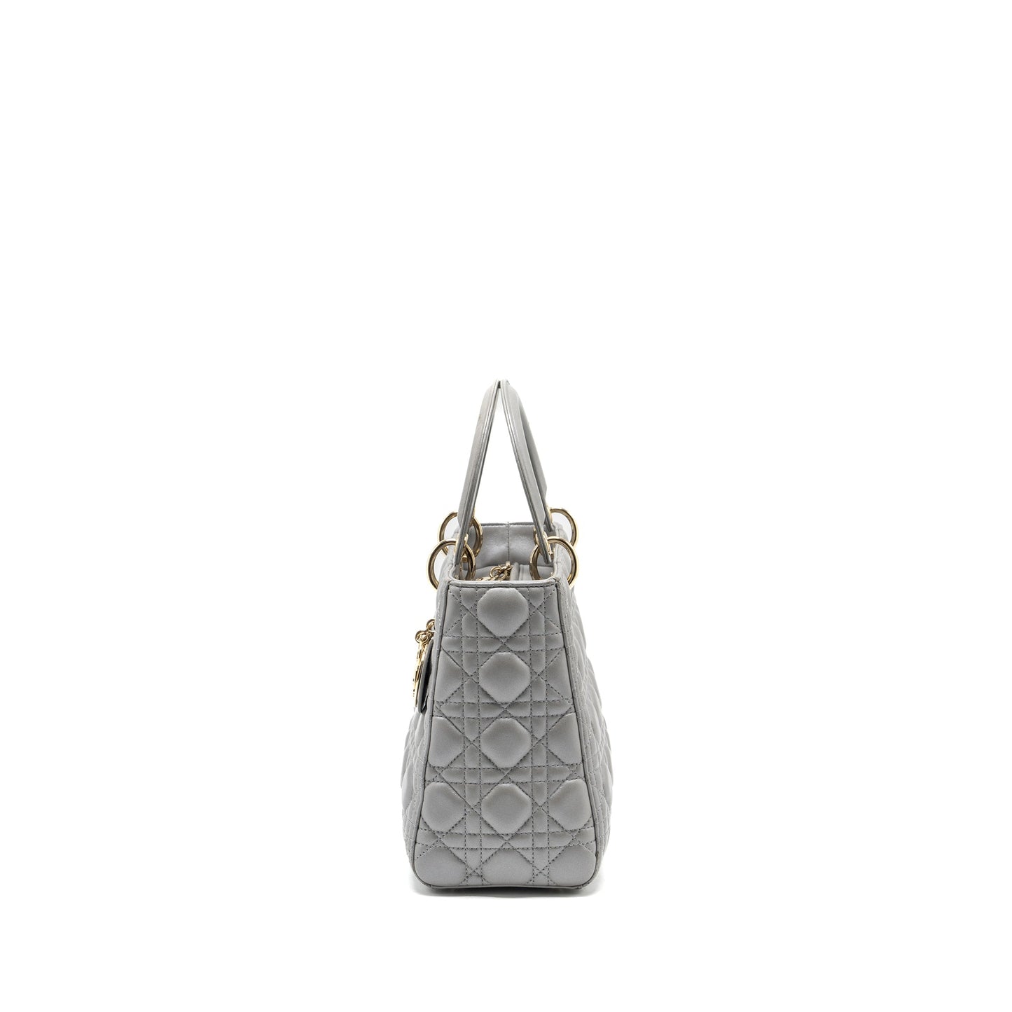 Luxury Dior Medium Lady Luxury Dior Lambskin Grey GHW