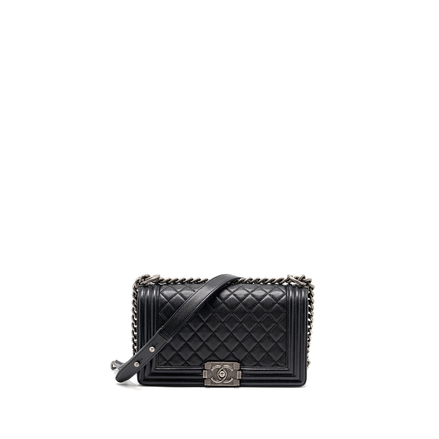 Chanel Medium Boy Bag Caviar Black Ruthenium Hardware