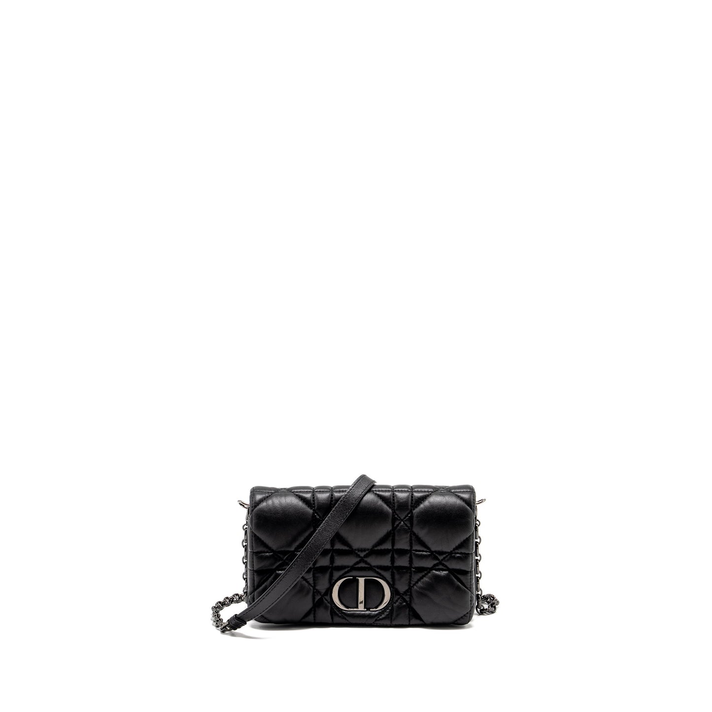 Luxury Dior Mini Caro Flap Bag Calfskin Black/ Black Hardware