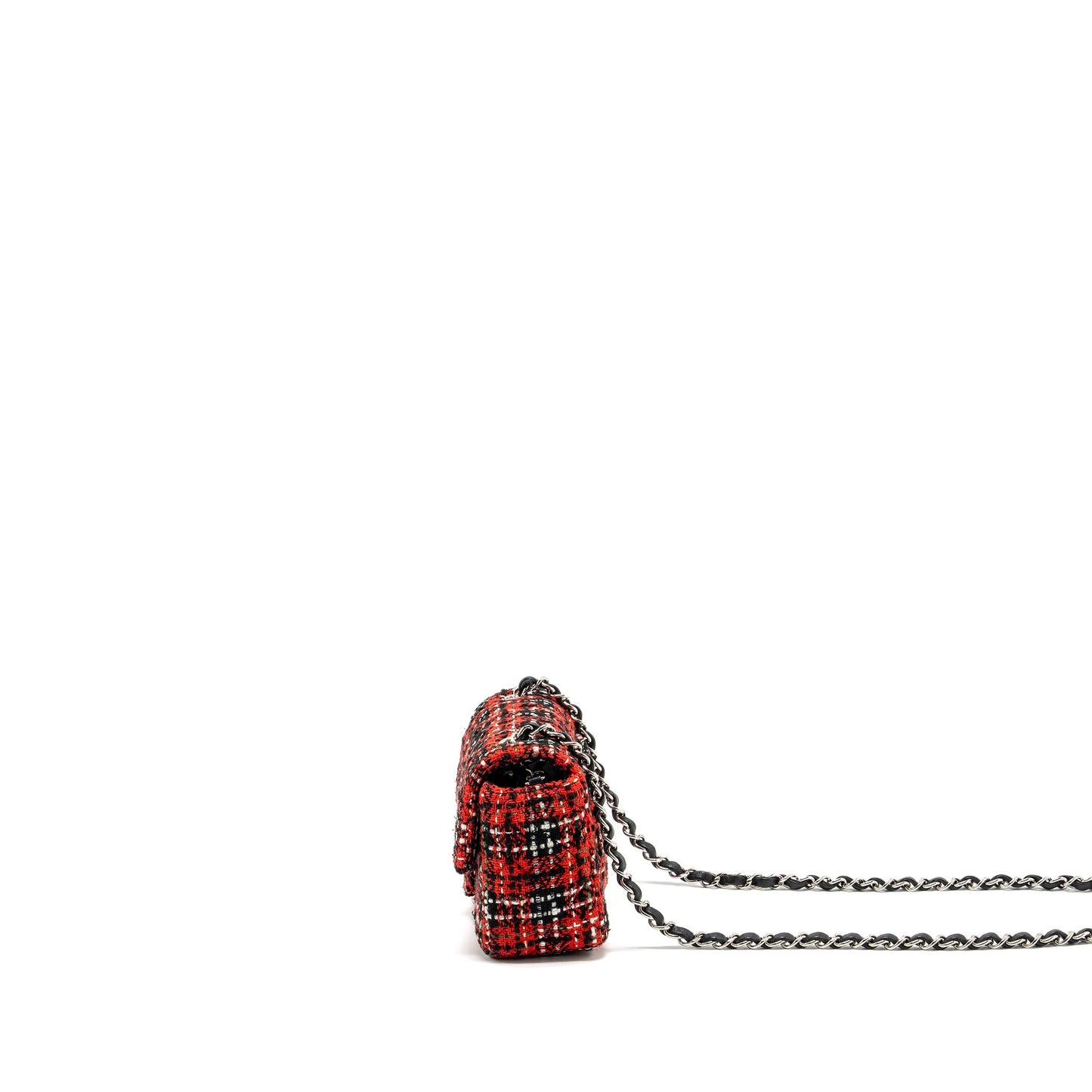 Chanel Mini Rectangular Flap bag Tweed red / black multicolour SHW