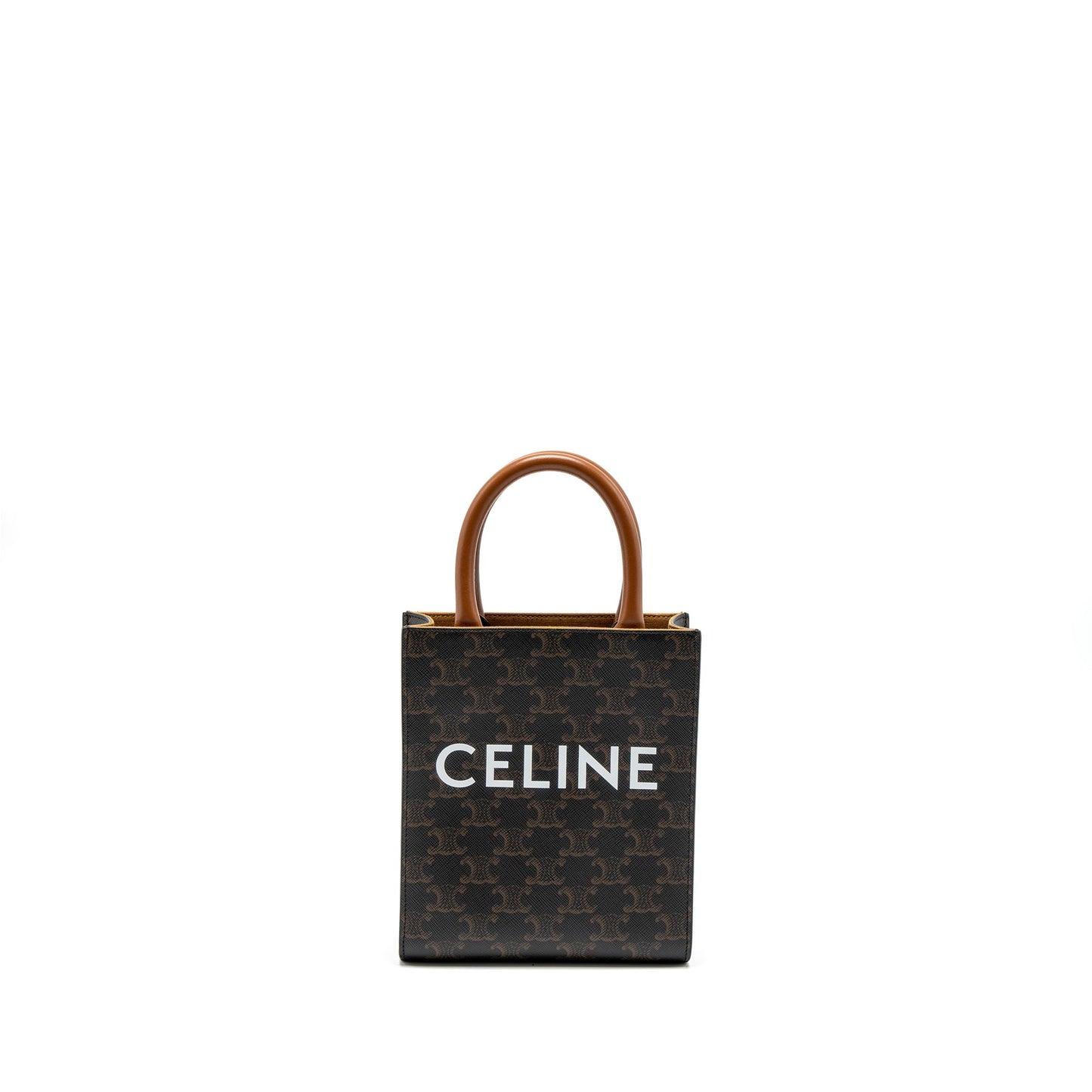 Celine Mini Vertical Cabas Triomphe Canvas Brown GHW