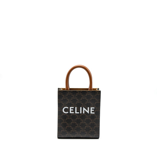 Celine Mini Vertical Cabas Triomphe Canvas Brown GHW